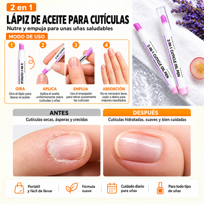 ¡Uñas bonitas y cuidadas en casa!  Kit 2 en 1: suaviza e hidrata tus cutículas para una manicura más bonita.
