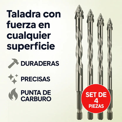 Set de 4 puntas multipropósito con 4 bordes dentados para abrir y ampliar agujeros