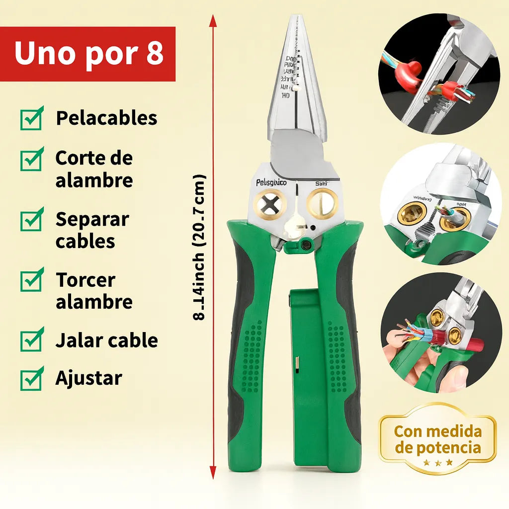 Pinzas 8 en 1 Pela cables-Pinzas-Medidor de voltaje ETC