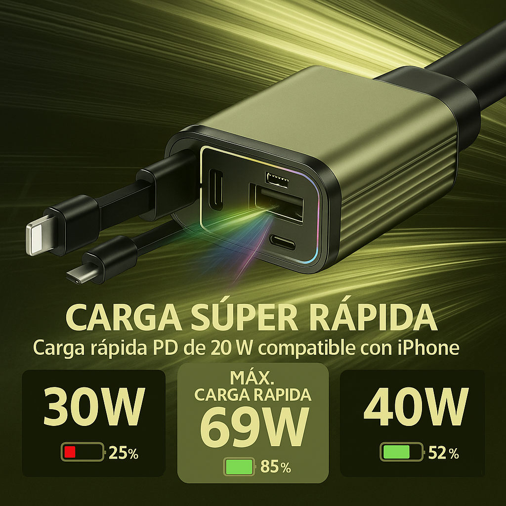MAXTRIP Cargador 4 en 1 con iluminación