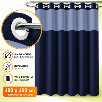 Renueva tu baño en segundos!  Cortina 2 en 1 sin ganchos, elegante y fácil de limpiar. + REGALO kit de 3 cepillos