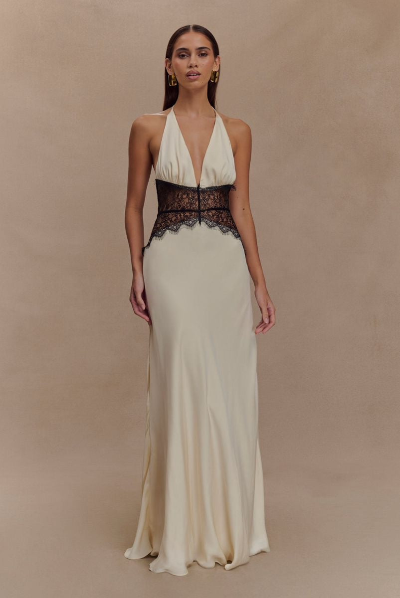 Vestido de Satén y Encaje Moonlit