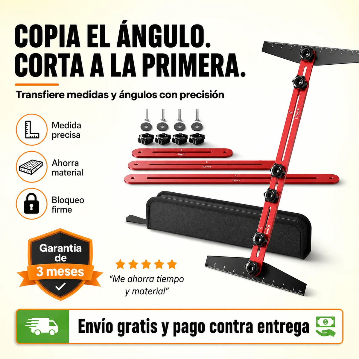Copia medidas y ángulos irregulares Plantilla Ajustable 360° para Escaleras y Carpintería