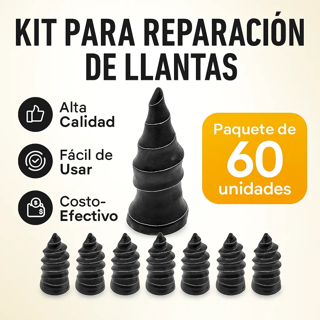 Repara tu neumático en minutos: Kit de reparación de goma (60 UNIDADES POR PAQUETE)