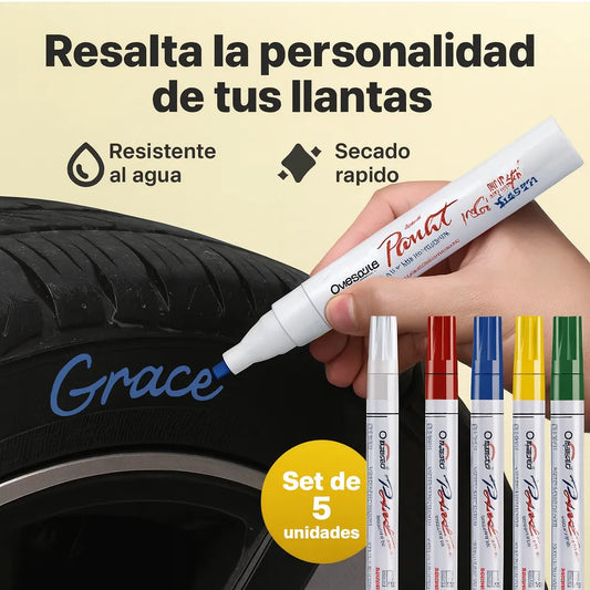 Kit x5 Marcadores para Llantas – Color Intenso que Destaca tu Vehículo